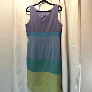Valerie Dresses sz 16 Pure Silk - Lined Sleeveless Color Block Dress.